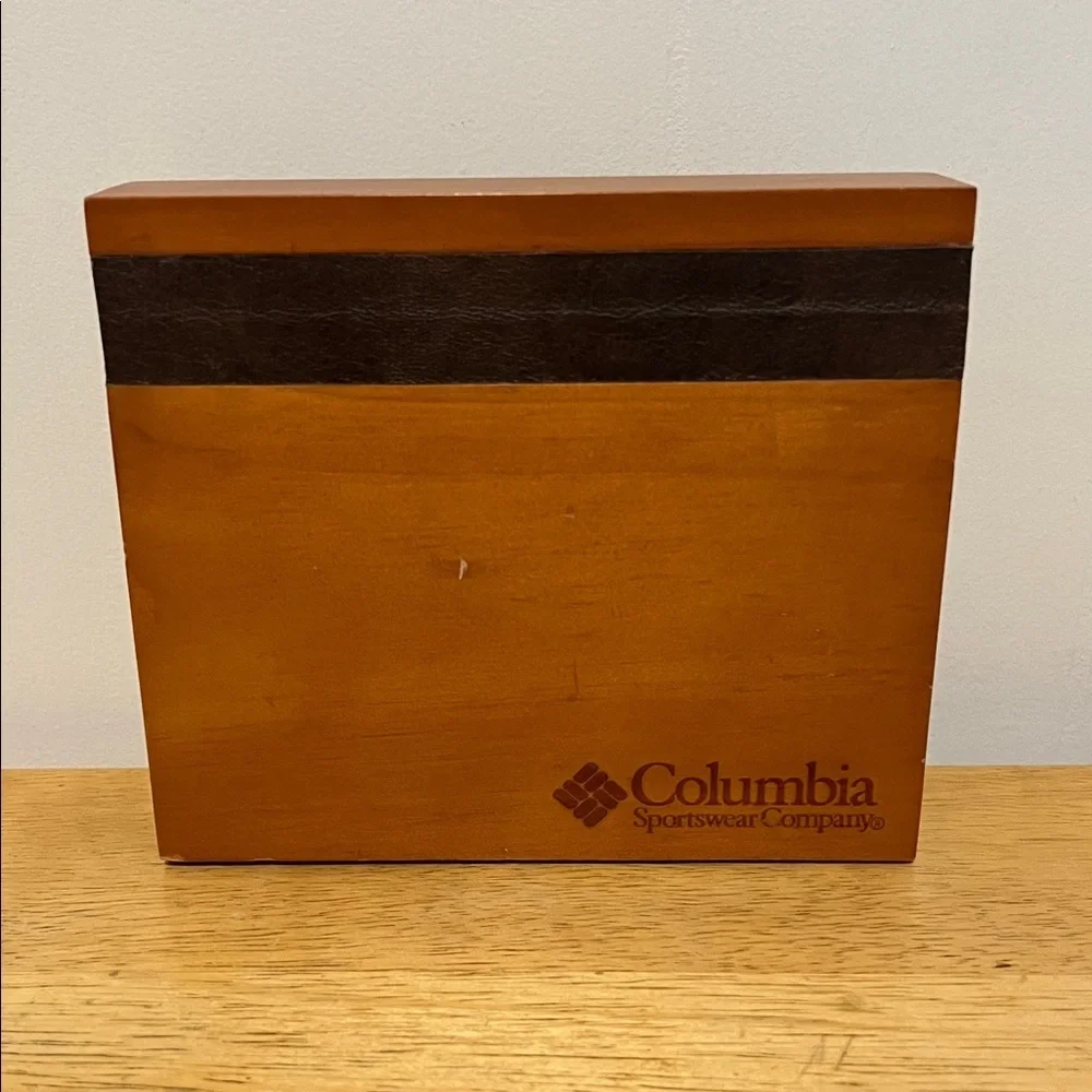 Columbia Wooden Storage Box in Brown and Dark Brown